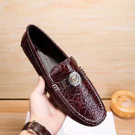 2025高端跨境男士简约新款豆豆鞋牛皮商务皮鞋时尚英伦风真皮男鞋