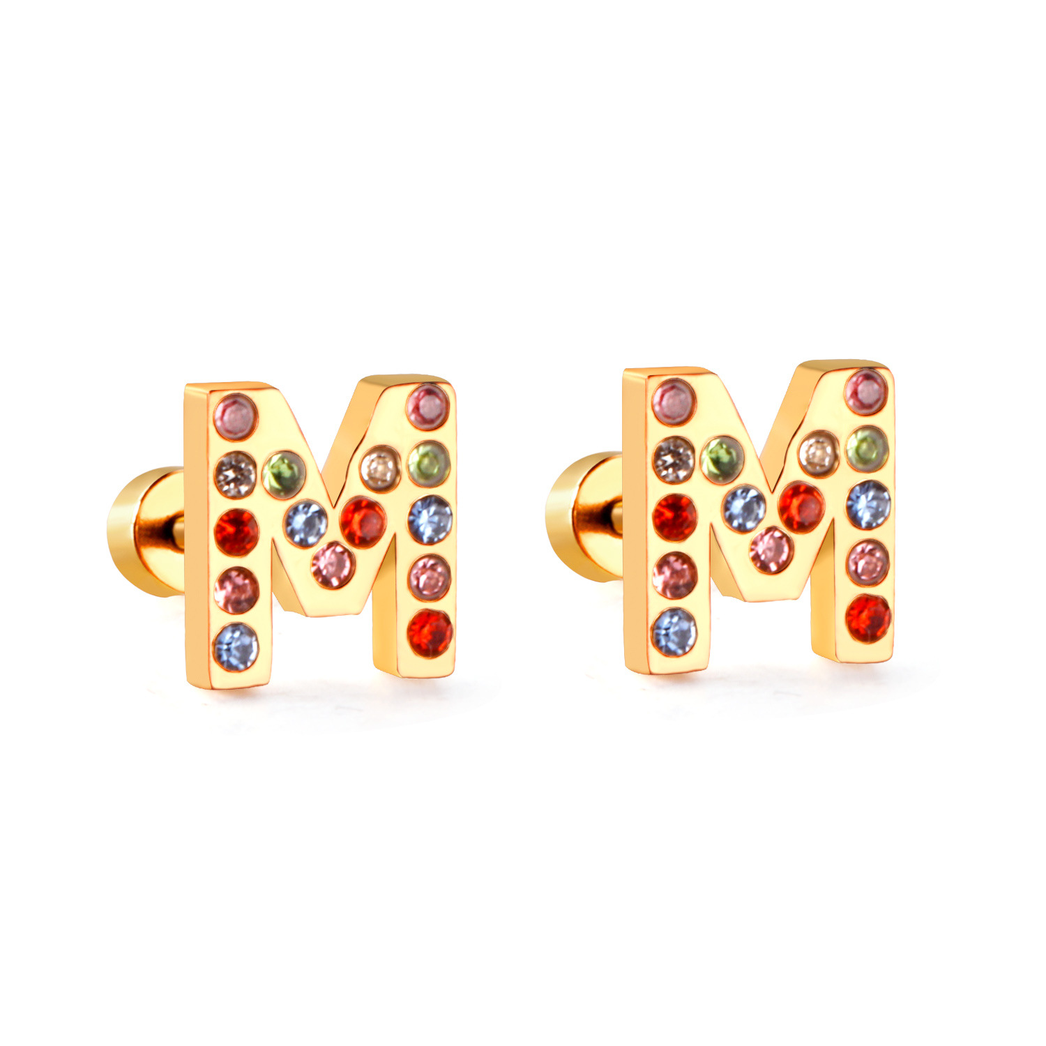 Mode Lettre Acier Inoxydable Incruster Zircon Boucles D'oreilles 1 Paire display picture 47