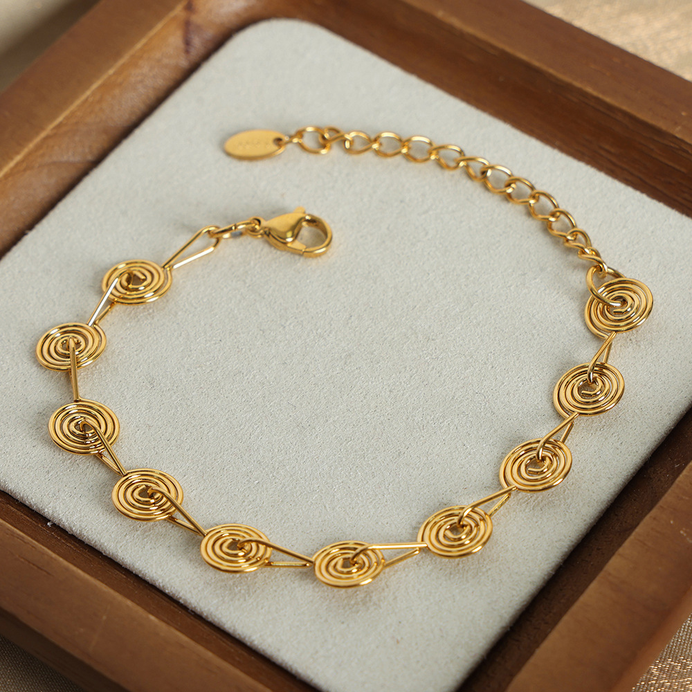 INS estilo simple nicho único pulsera joyería geométrica espiral disco costura diseño collar titanio acero joyería traje