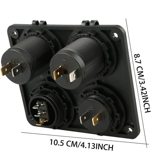 Car and yacht modified four-hole panel-mounted dual USB car charger cigarette lighter plus female base plus voltmeter switch new style