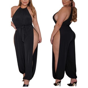 P 79469 Split Wide Leg Sleeves Jumpsuit �_�p����B��ѝ