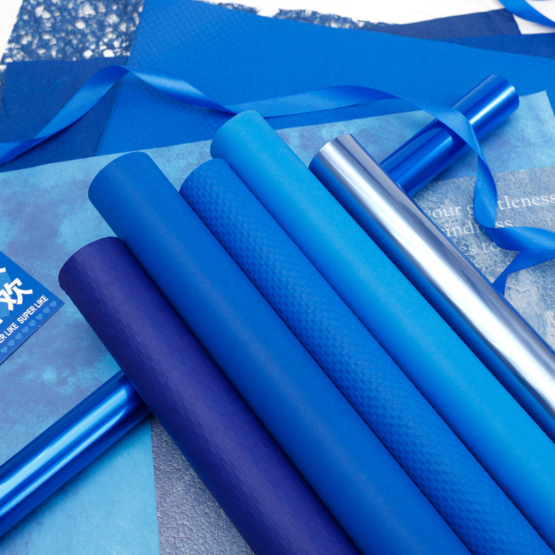 Klein azul ramo de papel de embalaje azul papel de arte al óleo estilo flor embalaje material DIY hecho a mano