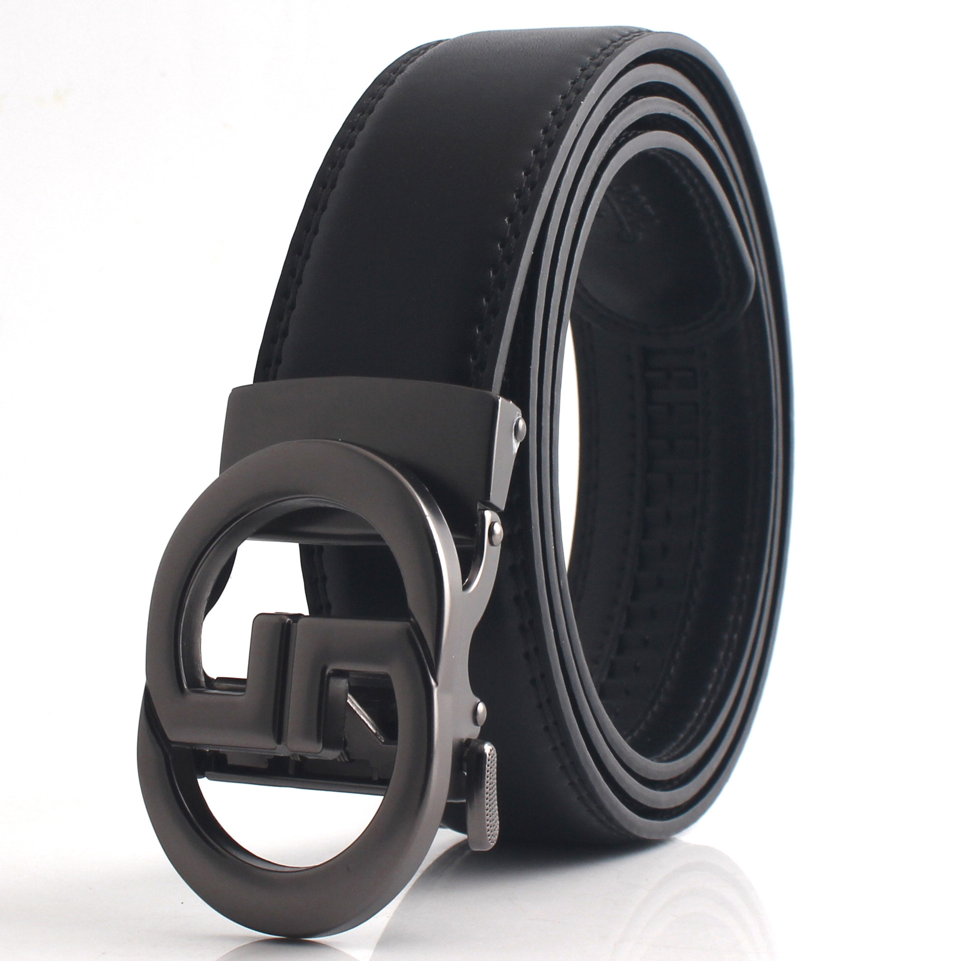 Men's Automatic Belt With Letter Buckle, Cowhide Leather Belt_voghion.com