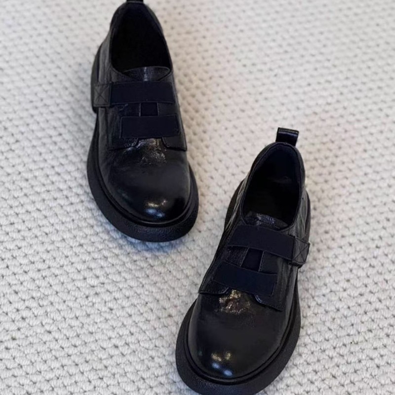 牛皮版！真皮厚底乐福鞋女2025早秋新款英伦黑色百搭一脚蹬小皮鞋|undefined