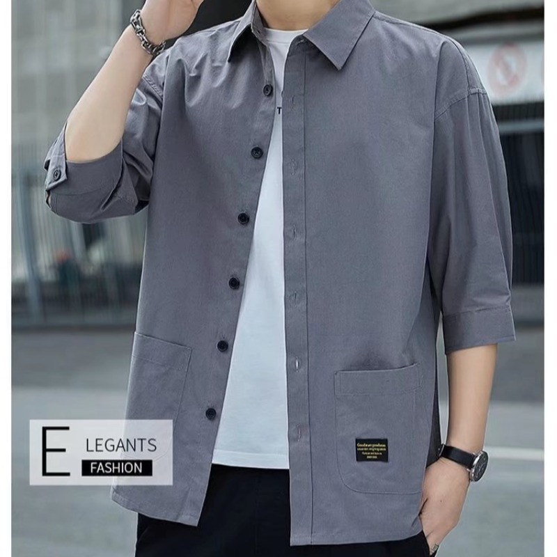 Ropa DE TRABAJO suelta de verano camisa de manga tres cuartos suelta casual volantes guapo media manga camisa de manga corta abrigo moda al por mayor