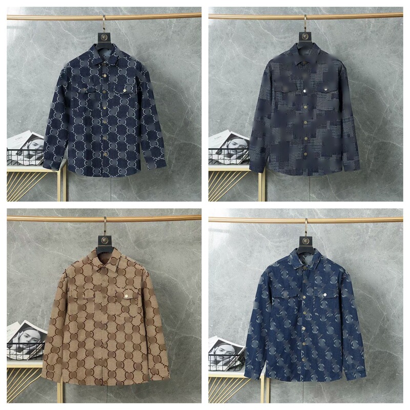 High-End Cross-Border Ceiling 25Ss Double g Jacquard Jacket Lapel Denim Jacket Men's Large Jacquard