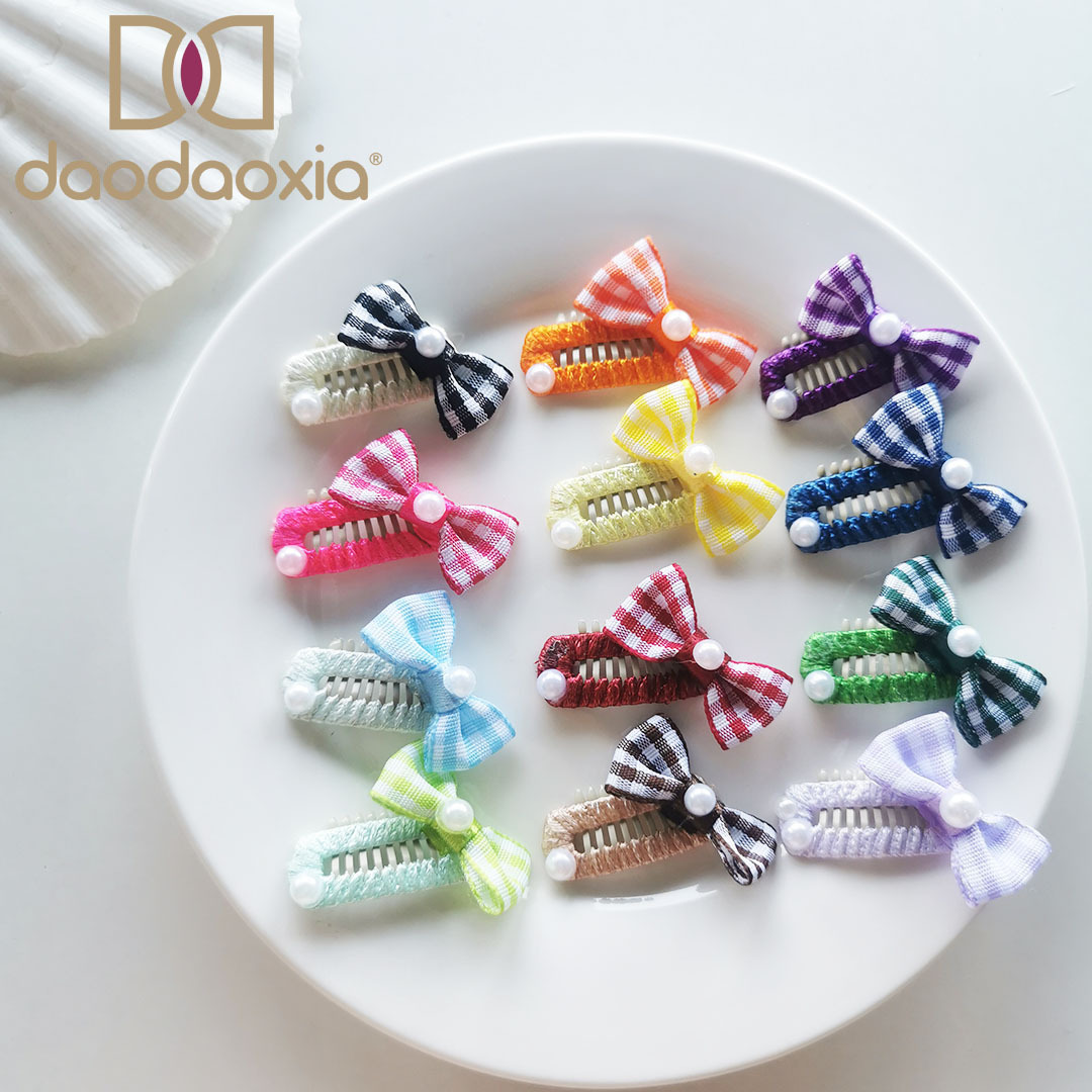 Plaid Bow Candy Color Cute Maltese Yorkshire Hair Accessories Mini Pet BBClip Hair Clip