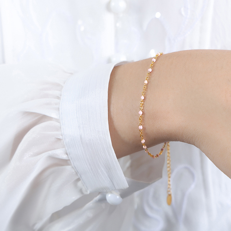 Pulsera de collar de empalme de aceite de gota de esmalte de color dopamina, acero de titanio, hada pequeña, temperamento de nicho, cadena de clavícula, joyería, personalidad femenina