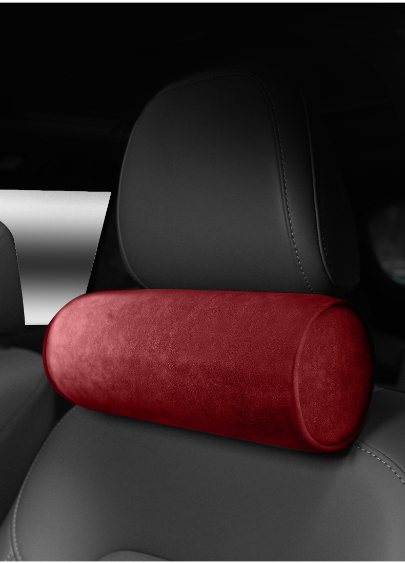 Italian Alcantara Suede Leather Seat Headrest Car Neck Pillow Memory Foam Cervical Spine Support Cushion