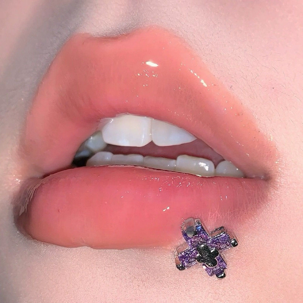 Zirkon kryss brusk piercing i rustfritt stål_voghion.com