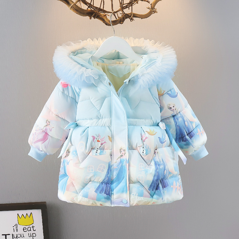 Ropa para niños al por mayor de invierno para niñas congeladas Aisha abrigo forrado de algodón acolchado Chaqueta acolchada de algodón Aisha engrosada para nuevas niñas