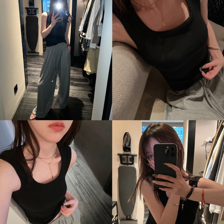 Cotton Wide Strap Spicy Girl Tank Top with Chest Pads, Long Base Layer with Chest Pads, Slimming Outerwear Camisole Underwear for Women, Anti-Exposure Cotton Wide Strap Spicy Girl Tank Top with Chest Pads, Long Base Layer with Chest Pads, Slimming Outerwear Camisole Underwear for Women, Anti-Exposure