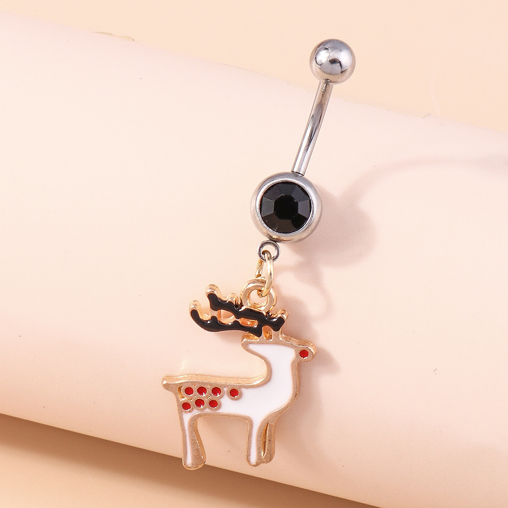 Europäisch-amerikanische grenzüberschreitende Dekorationsaccessoires, Weihnachtsmannringe, Rentier- und Weihnachtsbaum-Bauchnabelpiercings_voghion.com