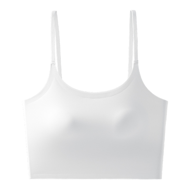 Chaleco de cinturón de primavera y verano femenino sin anillo de acero con cojín de pecho fijo no correr taza hermosa espalda transpirable color sólido sin usar sostén