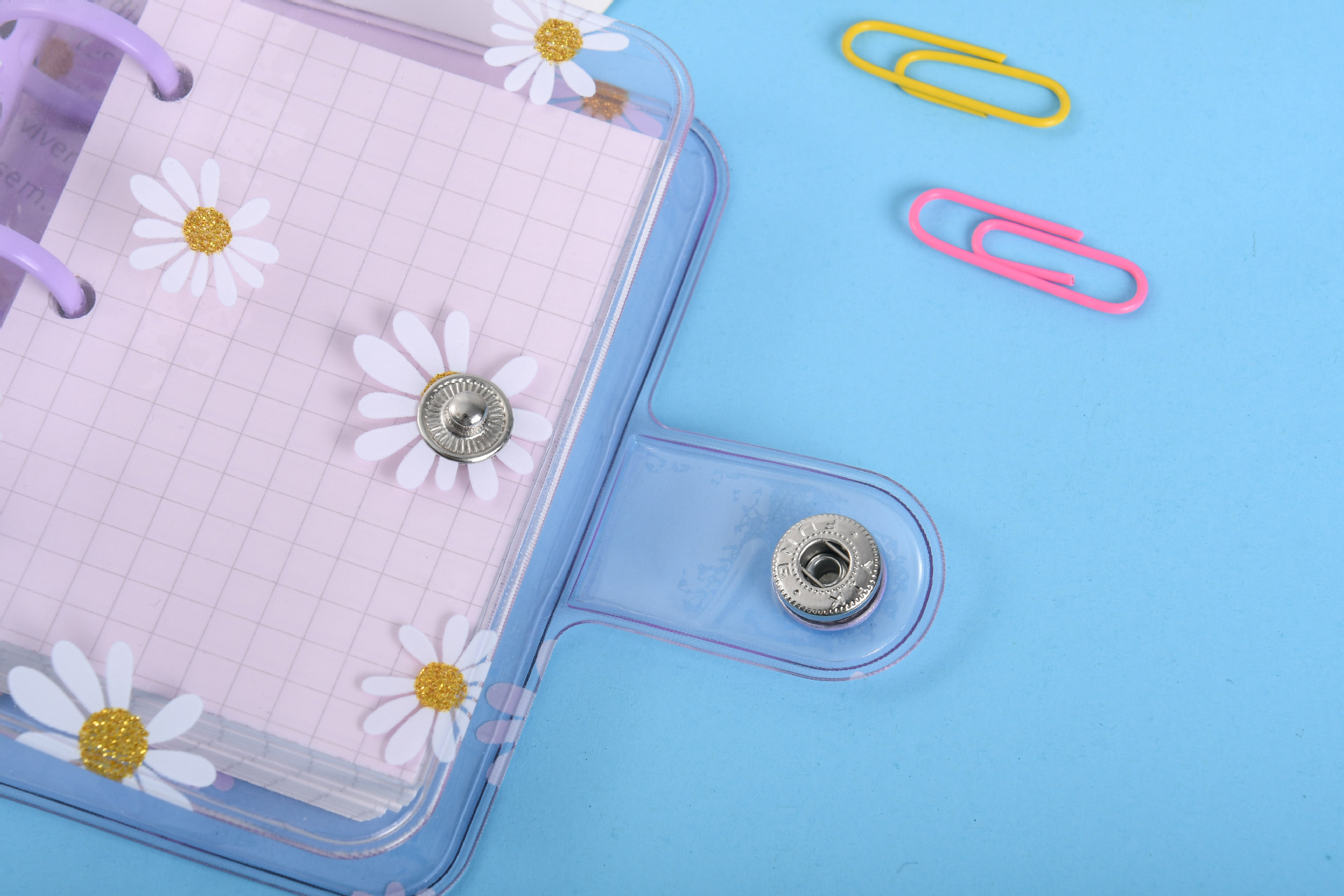 New Korean Stationery Little Daisy 3 Holes Loose Spiral Notebook Mini Pvc Transparent Case Portable Loose Leaf Coil Journal Book display picture 2