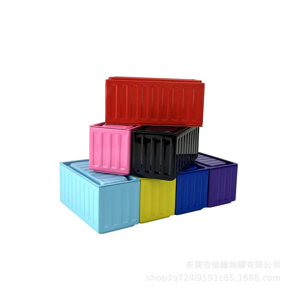 迷你小集装箱模型复古工业风桌面摆件收纳盒铁艺创意货柜马口铁盒
