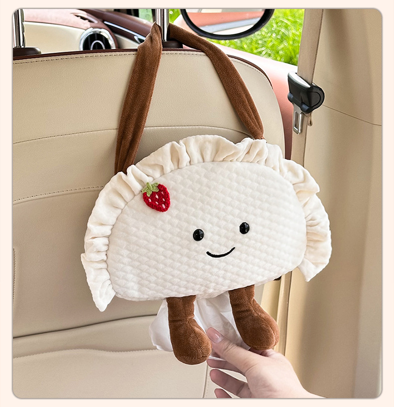 Cartoon Creative Dumpling Car Tissue Box Cute Doll Car Tissue Hanging Bag Plush Car Hanging Tissue Box