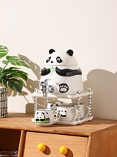 冷水壶带龙头熊猫可爱水具杯子套装大容量耐高温可乐桶家用凉水壶