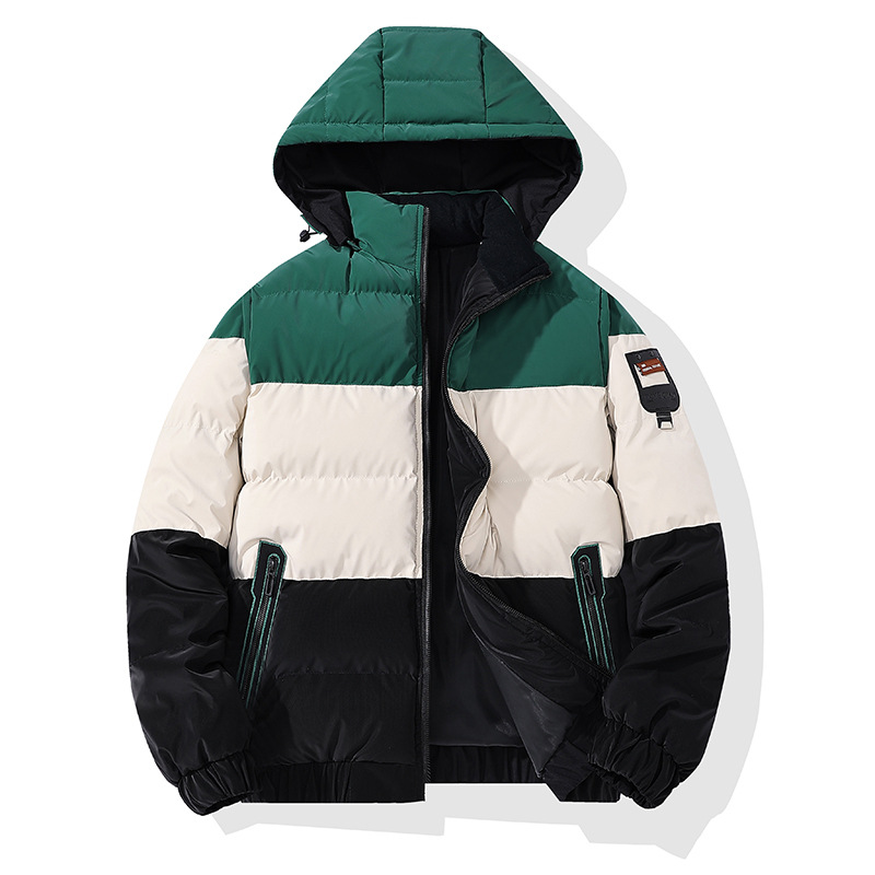 Men's Clothing Boys' Winter Thickened Hooded Baseball Jacket, Teenage Youth Coats With Fleece Lining, Zipper Closure, Short Waist Design (Khaki/Red)_voghion.com