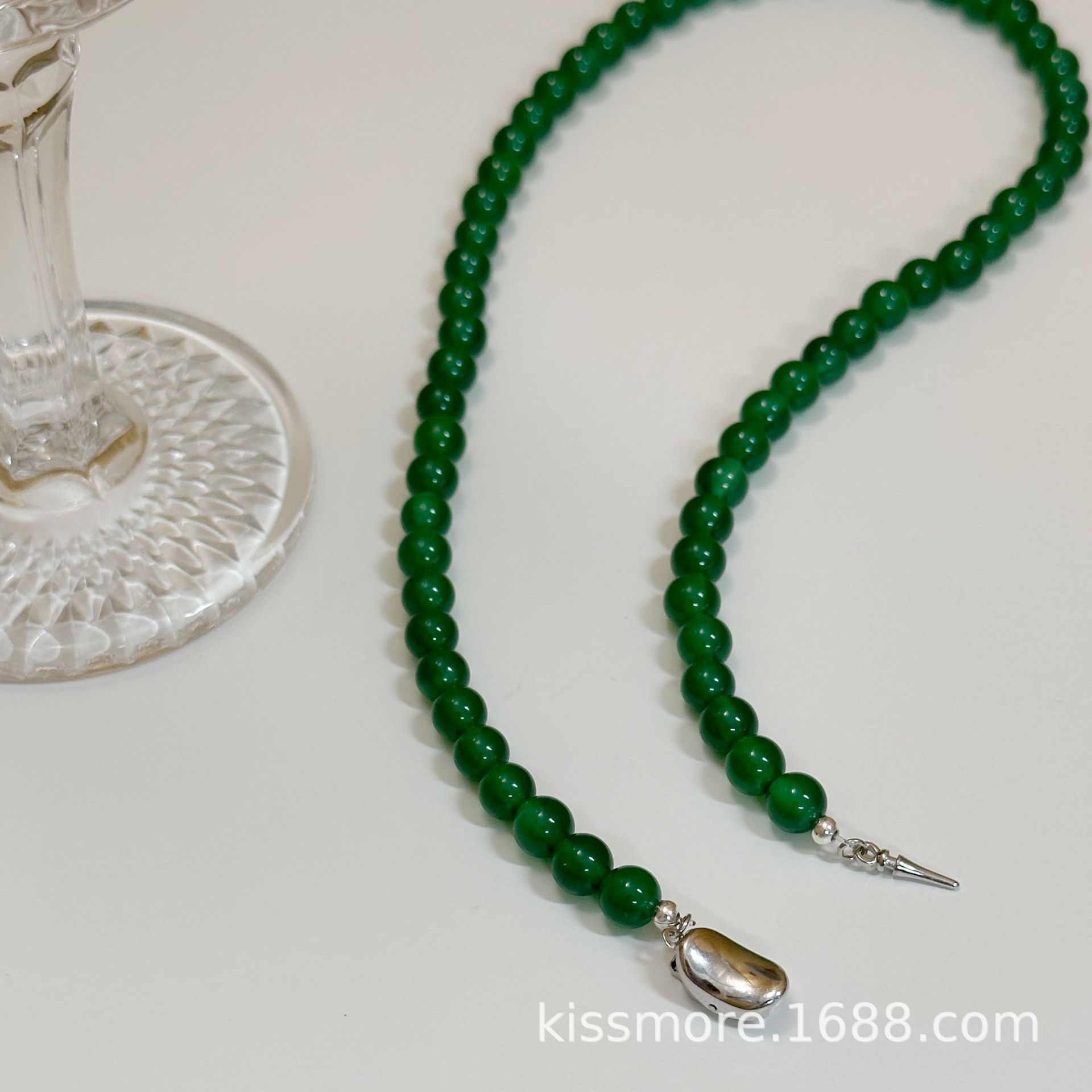 红绿玛瑙纯银元宝扣项链25.png