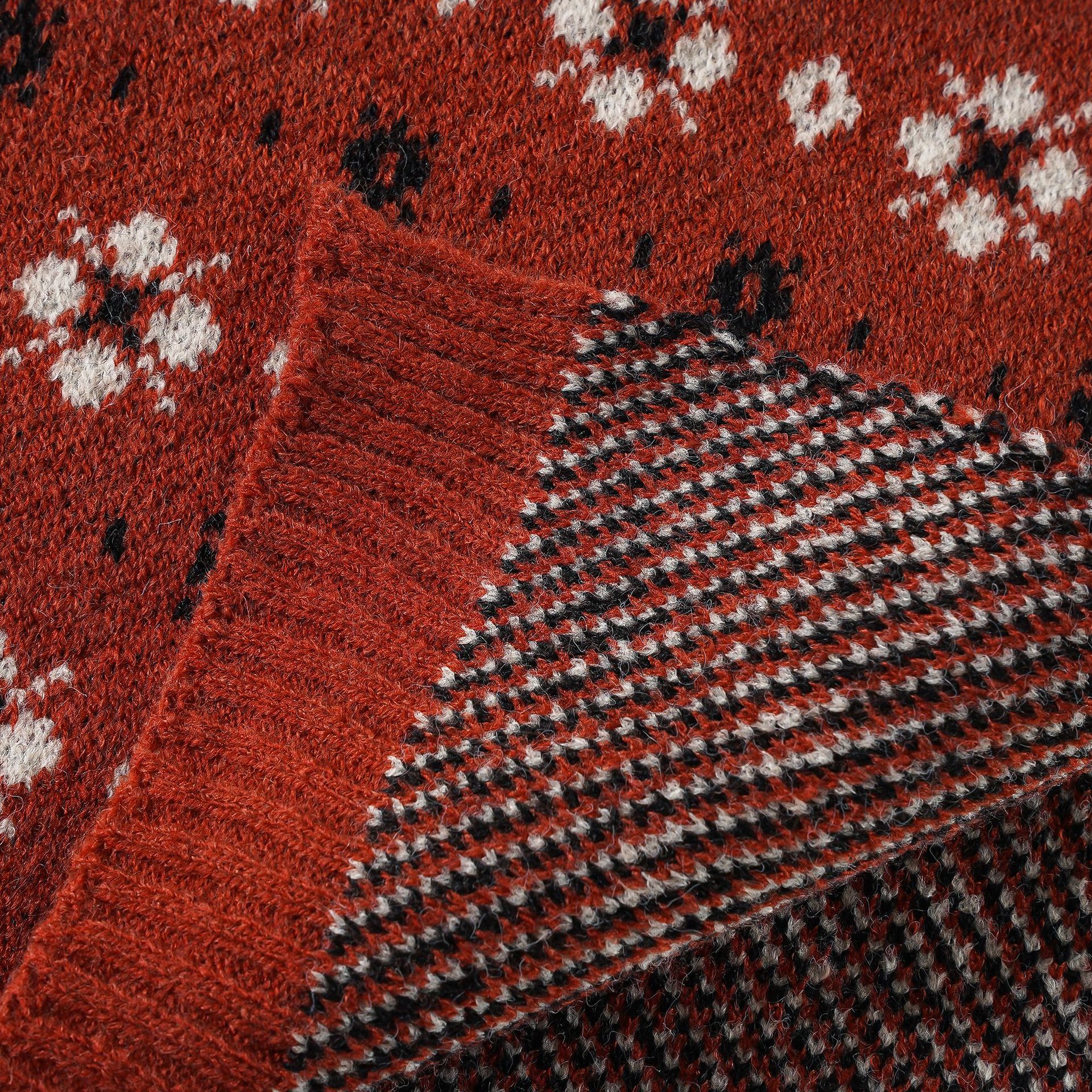 Patrón bufanda de color sólido para mujer Otoño e Invierno estilo coreano moda punto rojo lana linda chica ins bufanda japonesa