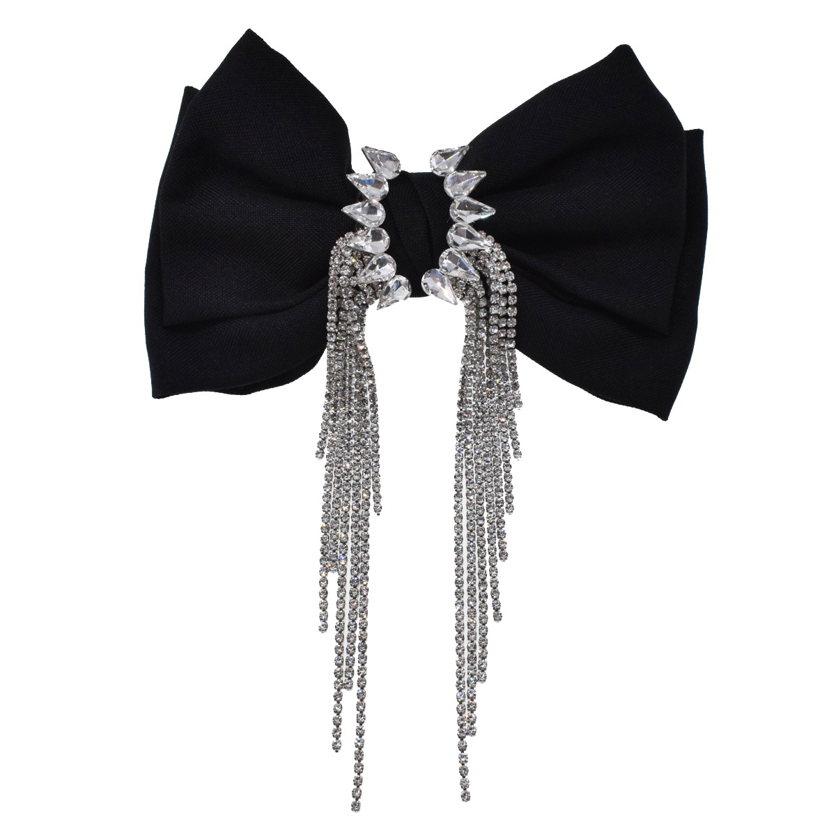 Korean Style Diamond Tassel Design Black Bow Hairpin display picture 5