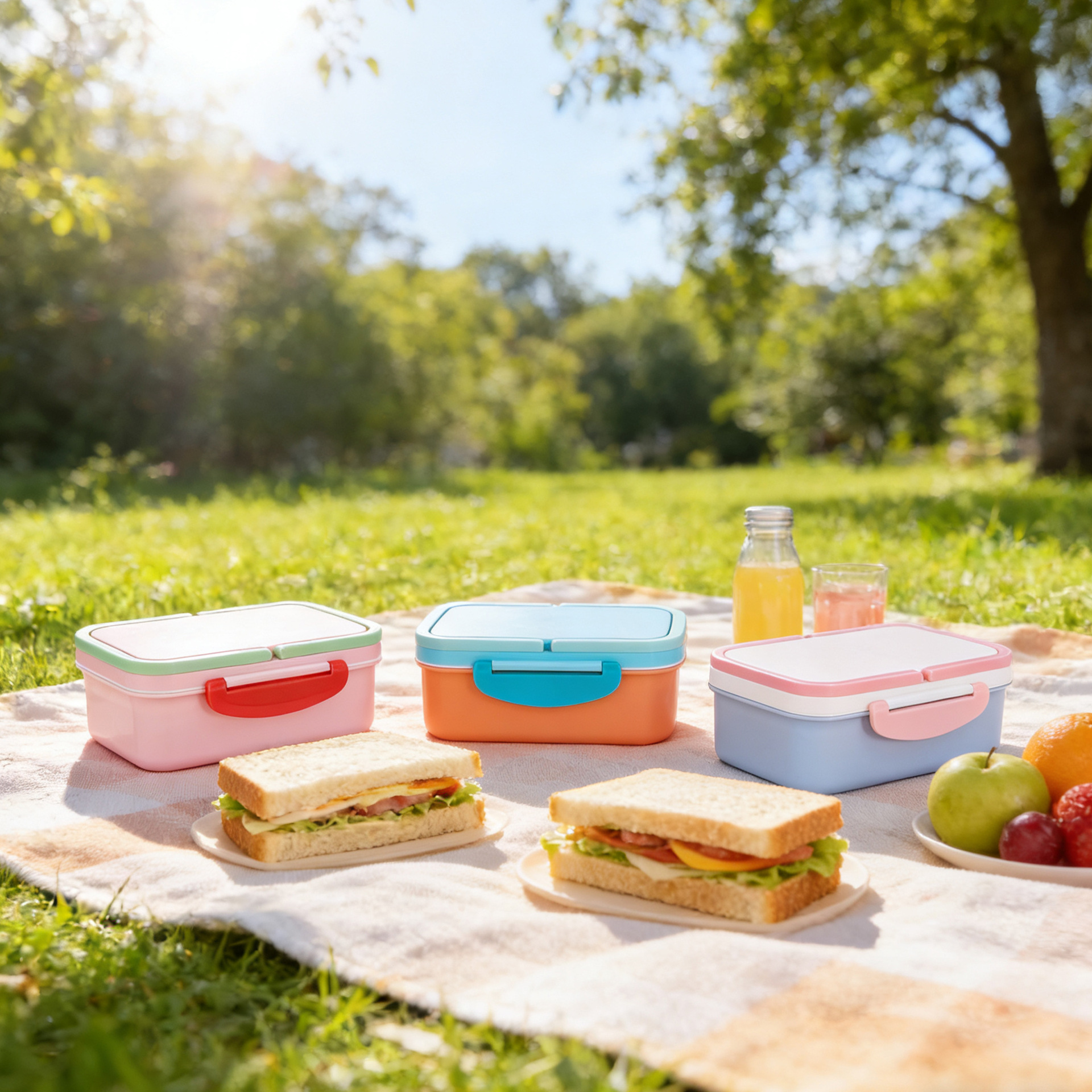 Lonchera portátil de plástico de doble capa, especializada para exportación, lonchera bento clásica y sencilla, la más vendida en EE. UU., lonchera de PP para estudiantes y adultos.