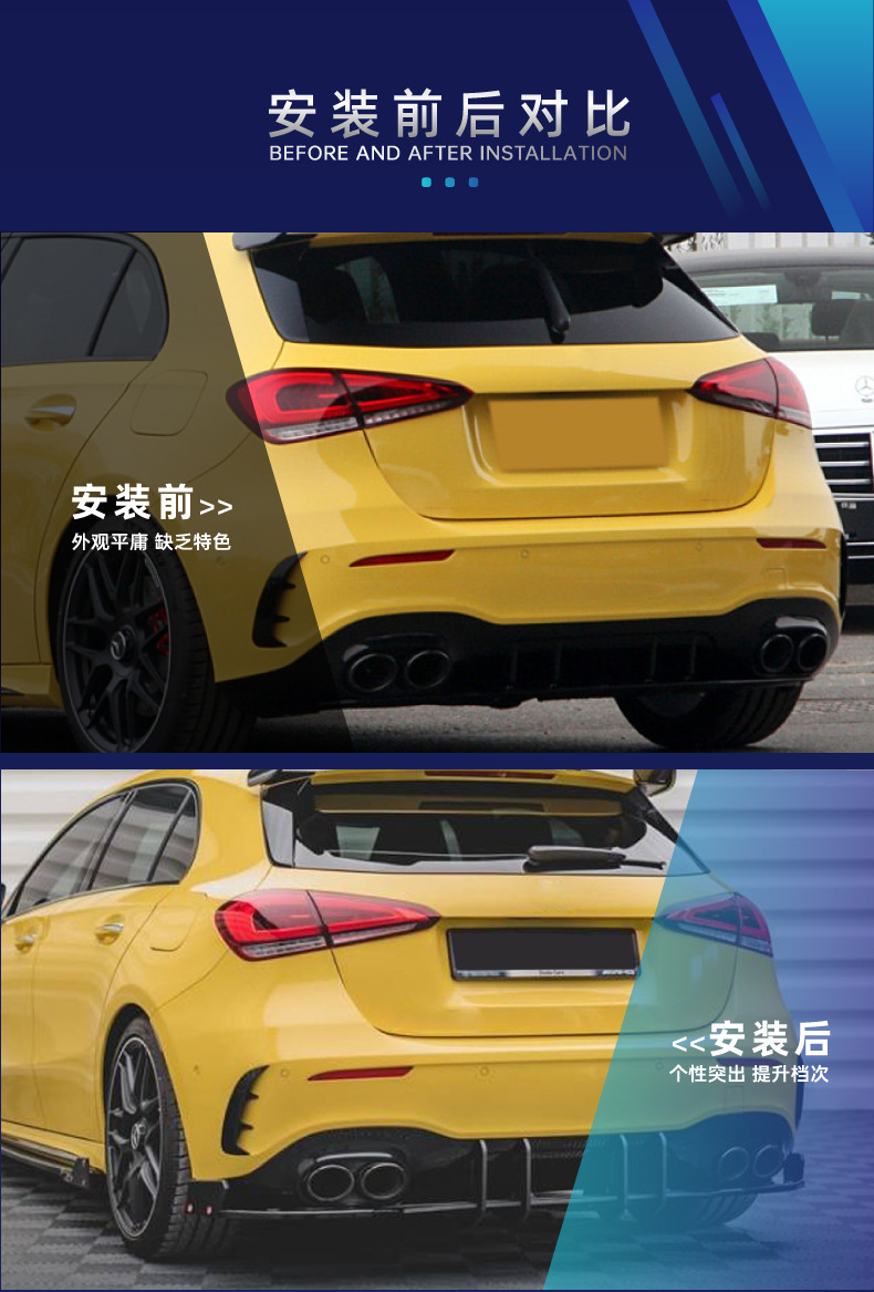 Suitable for Mercedes-Benz A-Class W177 A35 A45 2018+ Amg Rear Lip Rear Spoiler Blade Surround Modification Parts