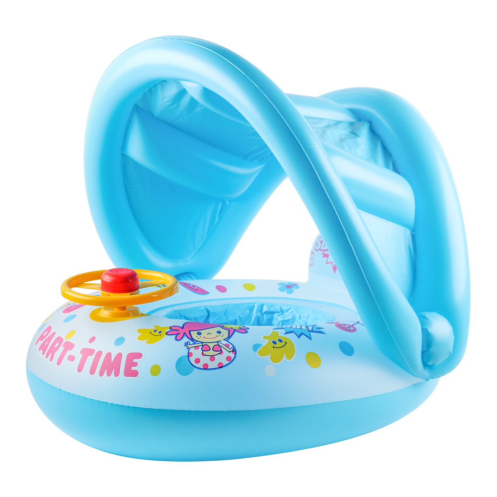 Xia Le bebé anillo de natación a prueba de sol con volante asiento de bebé barco cuerno barco hogar niños natación anillo piscina juguete