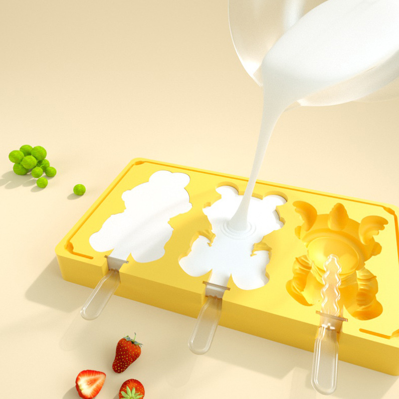 Molde de helado en stock gran ranura de grado alimenticio paleta de paleta molde de cubo de hielo helado molde de silicona