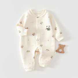 婴儿连体衣秋冬新款纯棉保暖哈衣爬服男女宝宝夹棉睡衣新生儿衣服