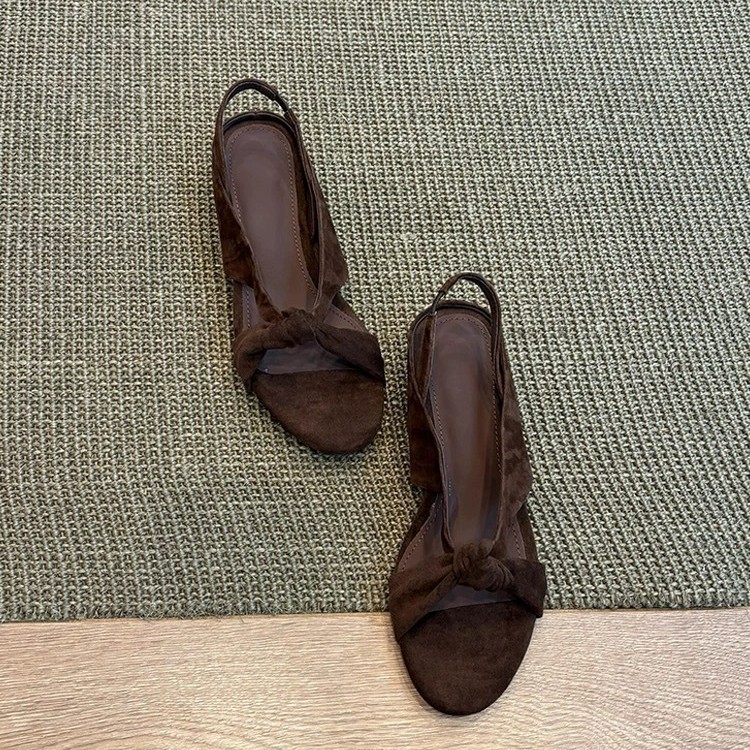 スポットモデル〜ニッチデザインのシンプルなオープントゥラウンドトゥクロスストラップウェッジサンダル、女性用、超多目的なローマンサンダル|undefined