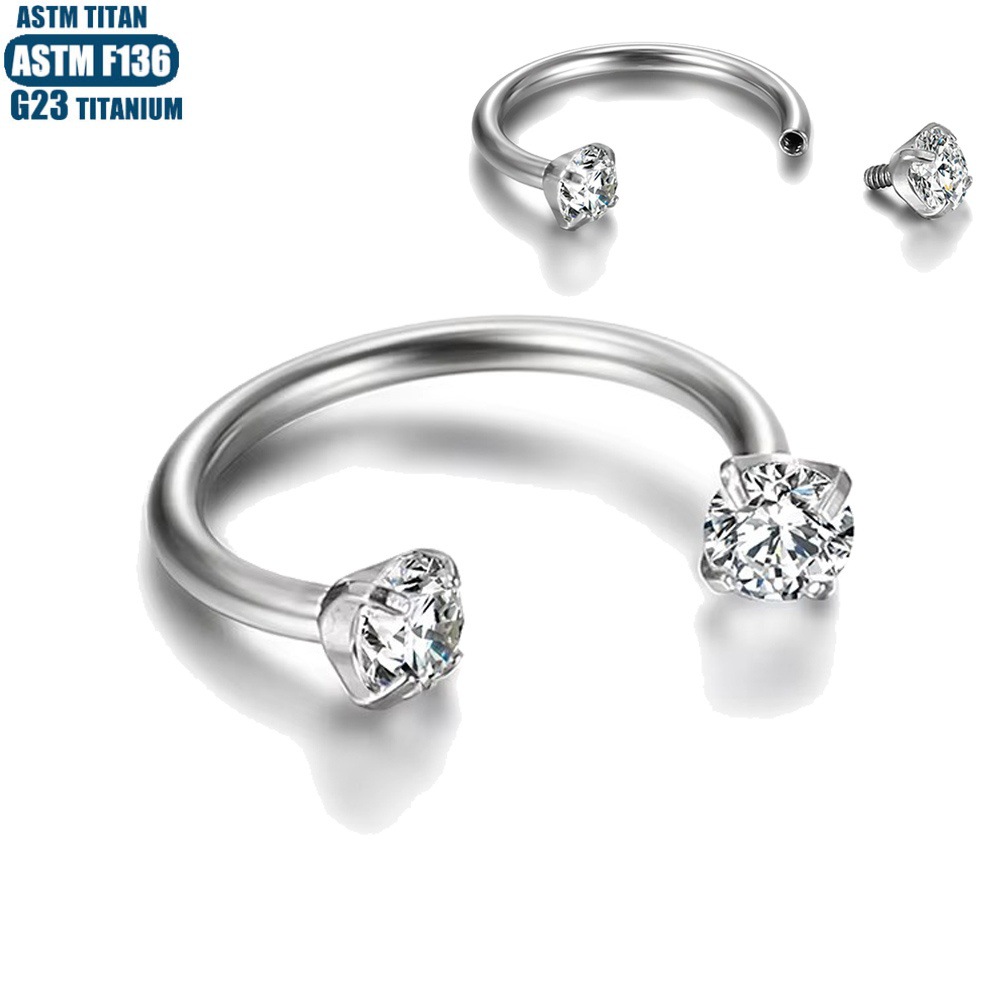F136 Titanium Nose Ring Septum Ring Horseshoe Rod Lip Nail Ear Bone Ring Internally Threaded Piercing Jewelry detail image 14