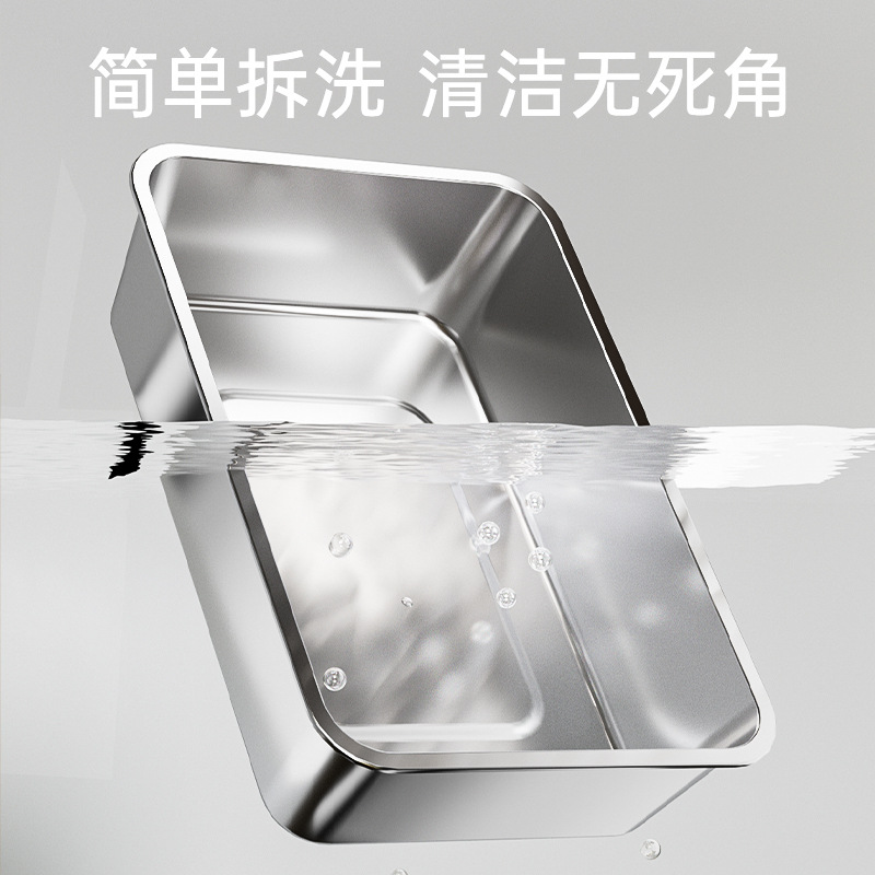 Caja de Arena para Gatos Extra Grande de Acero Inoxidable, Tipo Pasillo, Anti-Salpicaduras, Suministros para Mascotas, Venta al por Mayor