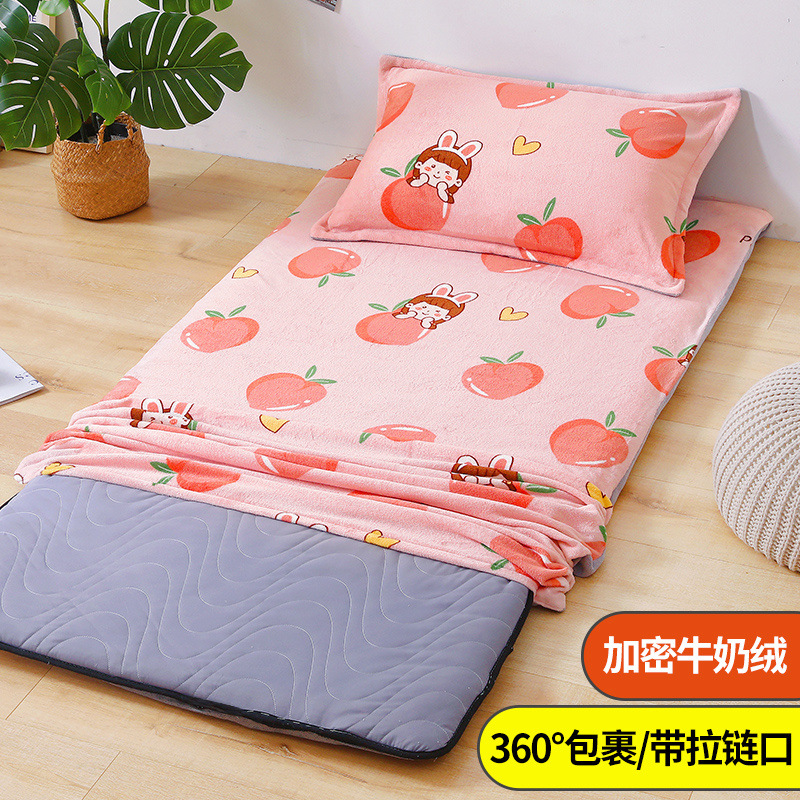 Cubierta de colchón Cubierta de colchón individual de dormitorio de estudiantes Cubierta de edredón pequeño de terciopelo de leche Cubierta de colchón de cama de invierno de terciopelo de coral 0,8x1,9 m
