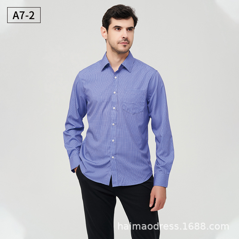 Camisa informal con estampado de cuadros finos para hombre, camisa ligera de manga larga estilo Hong Kong, popular de Amazon, otoño