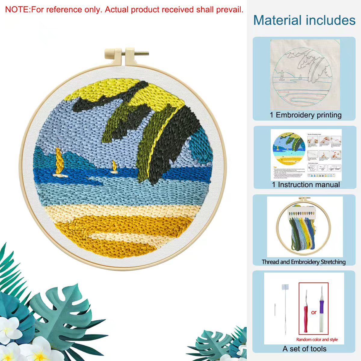Paquete de material de lana fina bordado de verano para niños junto al mar DIY kit simple principiante bordado image 8
