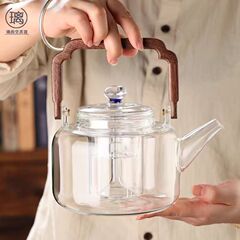 ガラス製煮沸用ティーポット、厚手で高温耐性、電気陶器コンロ対応、家庭用大容量花茶ポット、星空珠模様