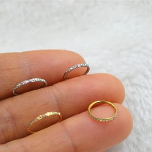 316L medical steel 18G thin rod micro-inlaid zircon nose nail nose ring closed ring ear bone nail ear nail puncture jewelry