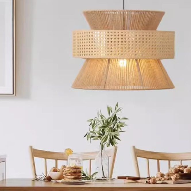 Simple hemp rope hand-woven rattan chandelier Japanese style retro bar restaurant bedroom homestay Zen tea room lamps Simple hemp rope hand-woven rattan chandelier Japanese style retro bar restaurant bedroom homestay Zen tea room lamps