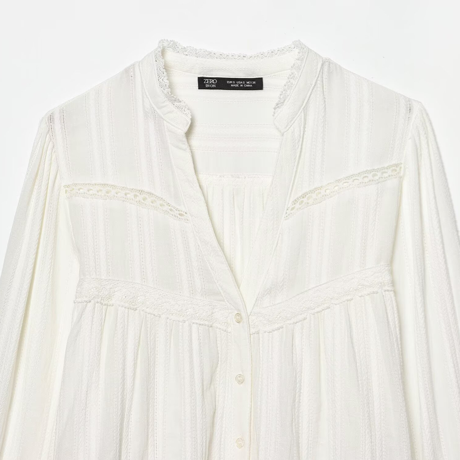 Women's Clothing Women's V Neck Short Shirt Fashion Lace Trimmed Long Sleeved Top Summer For Formal & Casual For Women_ecoleips.com