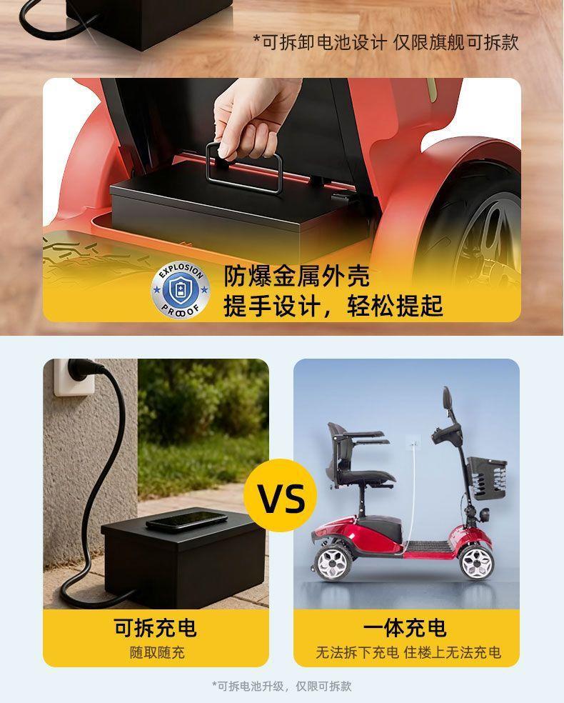 New High-End Mobility Scooter for the Elderly, Foldable, Portable, Small-Sized Electric Four-Wheeler for Disabled People and Home Use