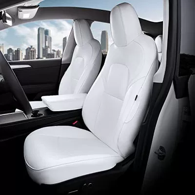 Orijinal avtomobil oturacaq yastığı Tesla Model Y 2020-2026 üçün, ağ Nappa dəri.