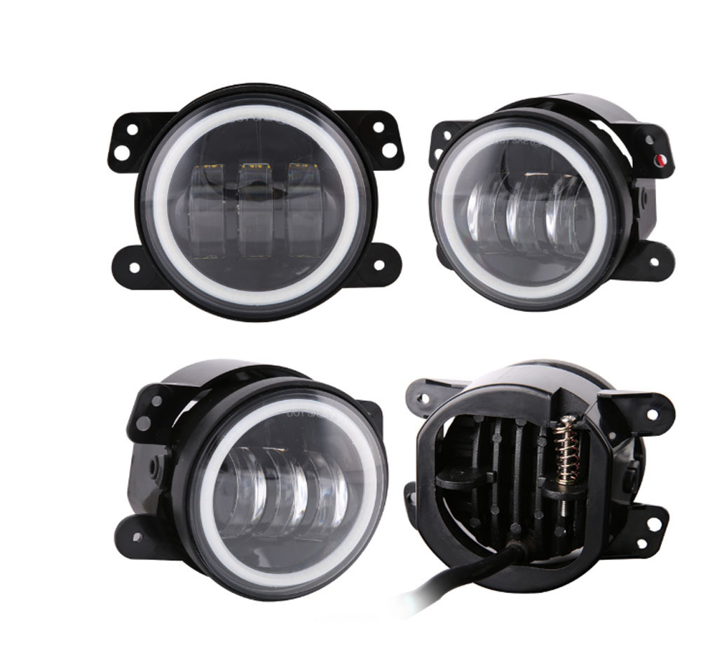 Cross-Border Applicable Jeep Wrangler Dodge 4-Inch 30W Led Fog Light Guide Jk Tj Front Bumper Light Car Fog Light