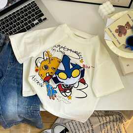儿童卡通超人立体玩偶打底衫2026新款休闲风韩版可爱男童短袖T恤