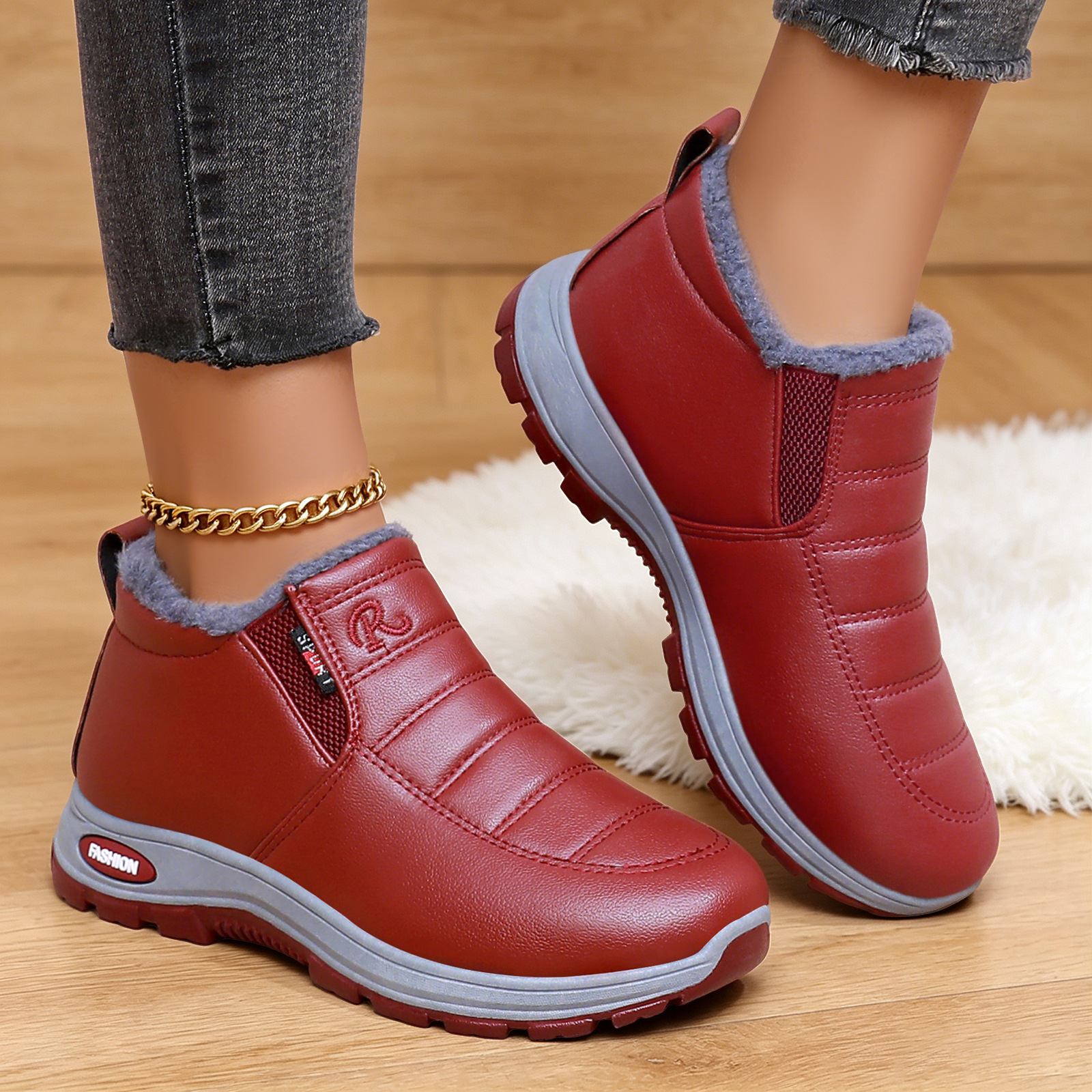 Zapatos de invierno de mujer zapatos de algodón de un pie zapatos casuales de mujer de suela gruesa, zapatos casuales de baja altura, al por mayor transfronterizos poco profundos