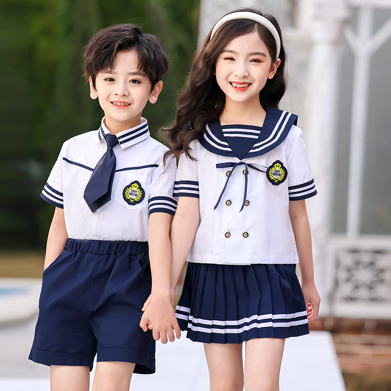 幼儿园园服夏装英伦海军学院风儿童毕业照班服套装夏季小学生校服