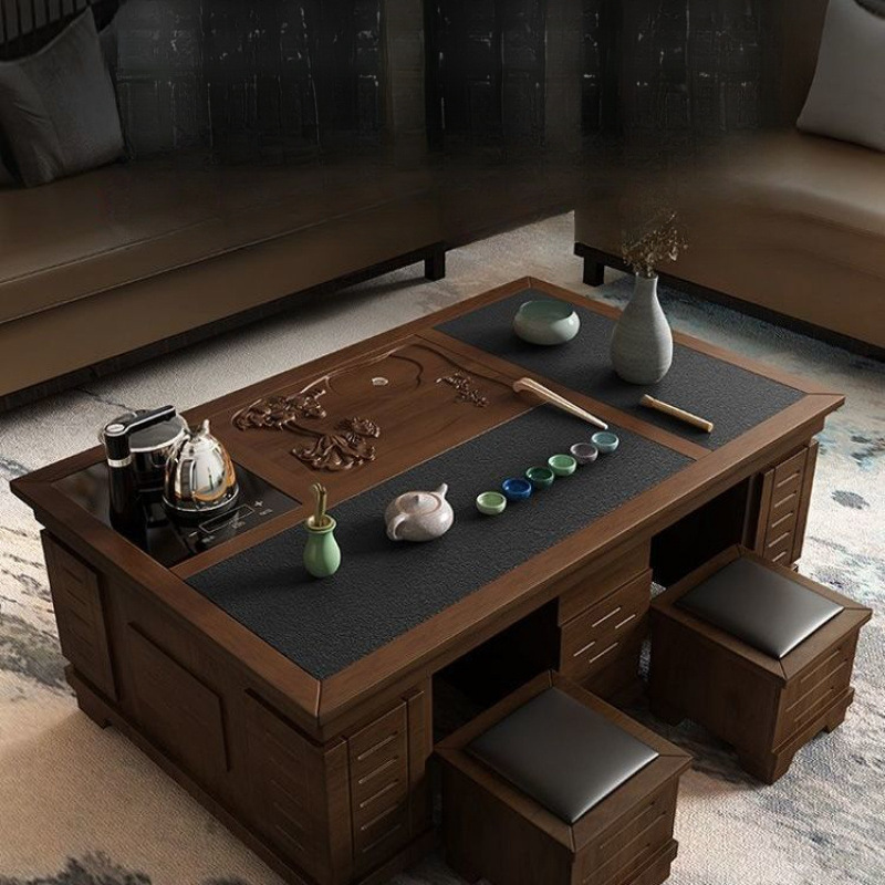 Kung Fu Tea Table and Chairs with Water Kettle, Fire Stone Coffee Table, Tea Set, Integrated Living Room, Home Office Tea Making Table