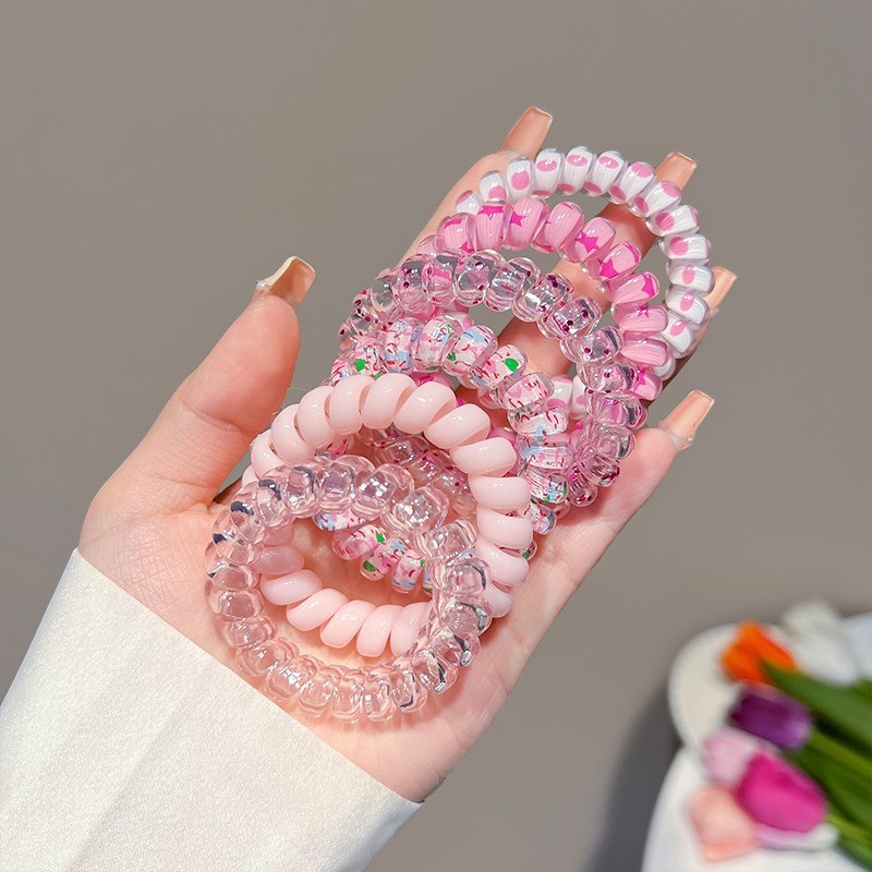 Nuevo caramelo color teléfono anillo pelo banda pelo accesorios simple cuerda de pelo conjunto japonés y coreano estilo alto elástico banda de goma cuerda de lazo de pelo