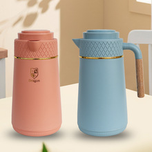 新款咖啡壶欧式保温瓶按压开关热水瓶户外旅行水壶1.0L时尚热水壶